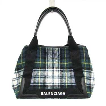 Balenciaga Navy Cabas Multicolour Wool Handbag (Pr