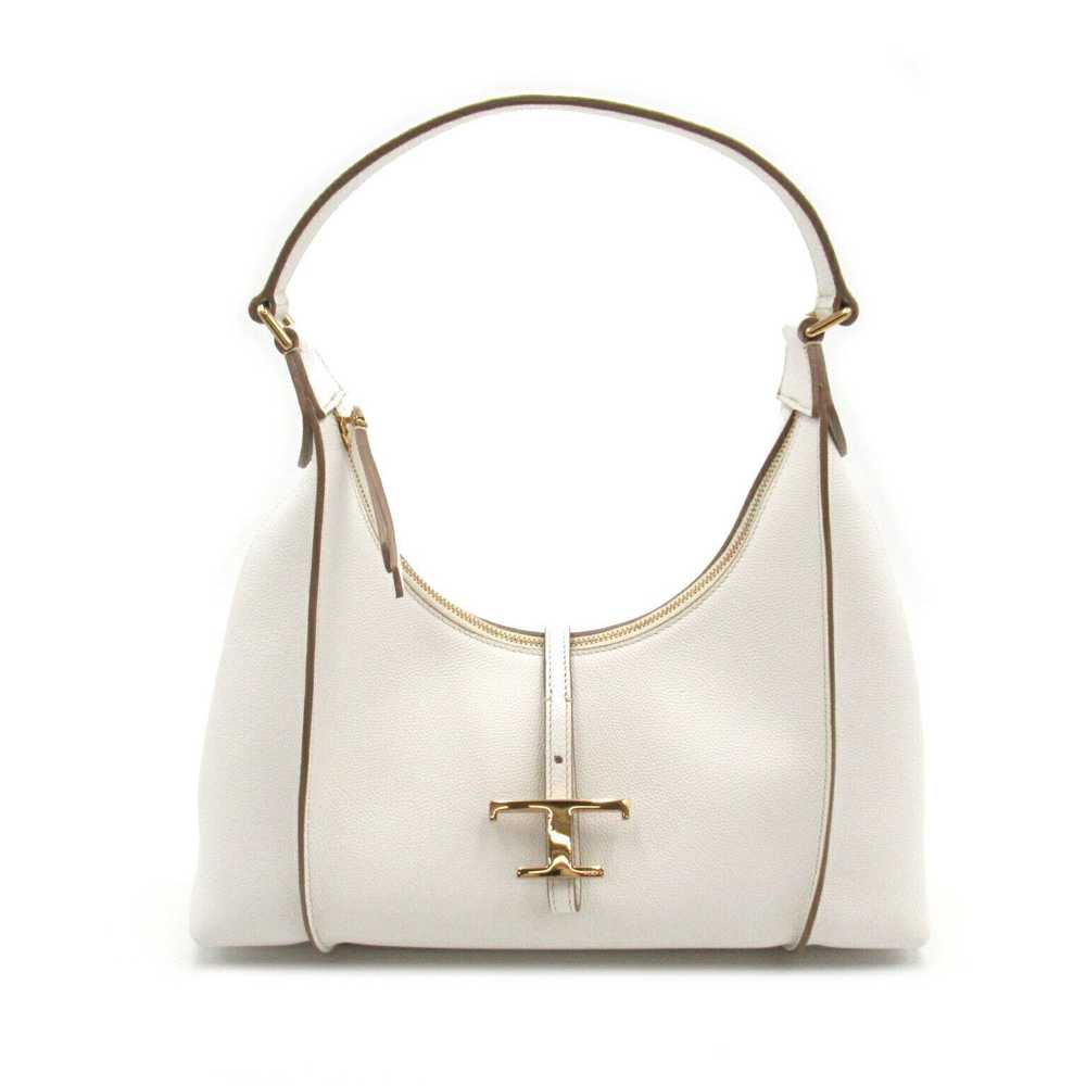 Tod's Tod's Tod's Leather Shoulder Bag White Leat… - image 1