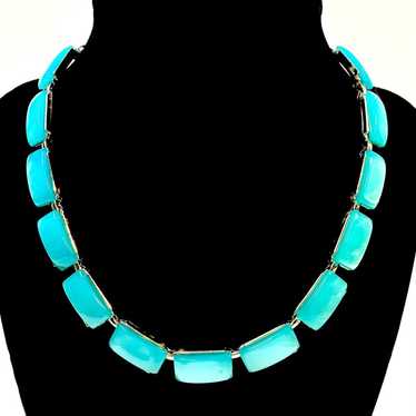 Vintage MoonGlow Necklace KARU Turquoise Aqua Tea… - image 1