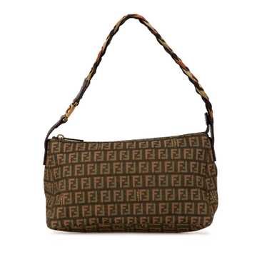 Brown Fendi Zucchino Canvas Braided Pochette Shou… - image 1