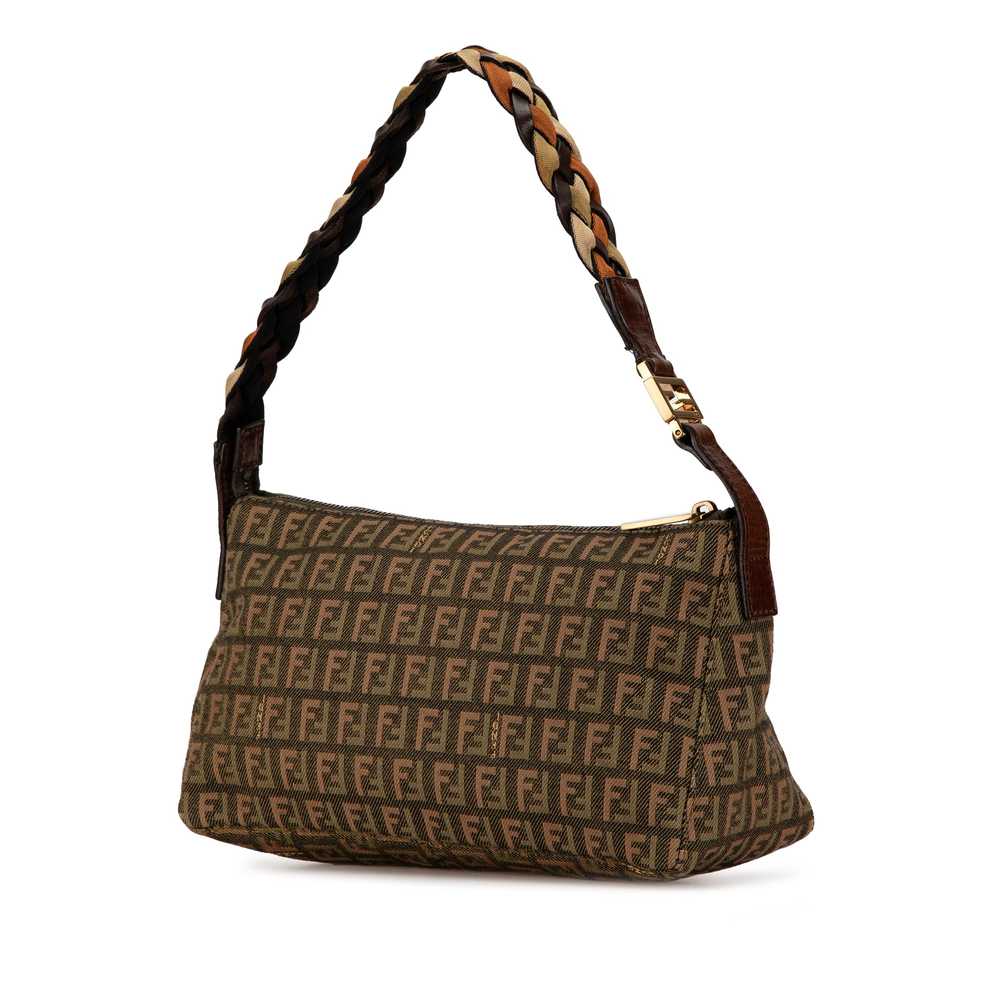 Brown Fendi Zucchino Canvas Braided Pochette Shou… - image 2