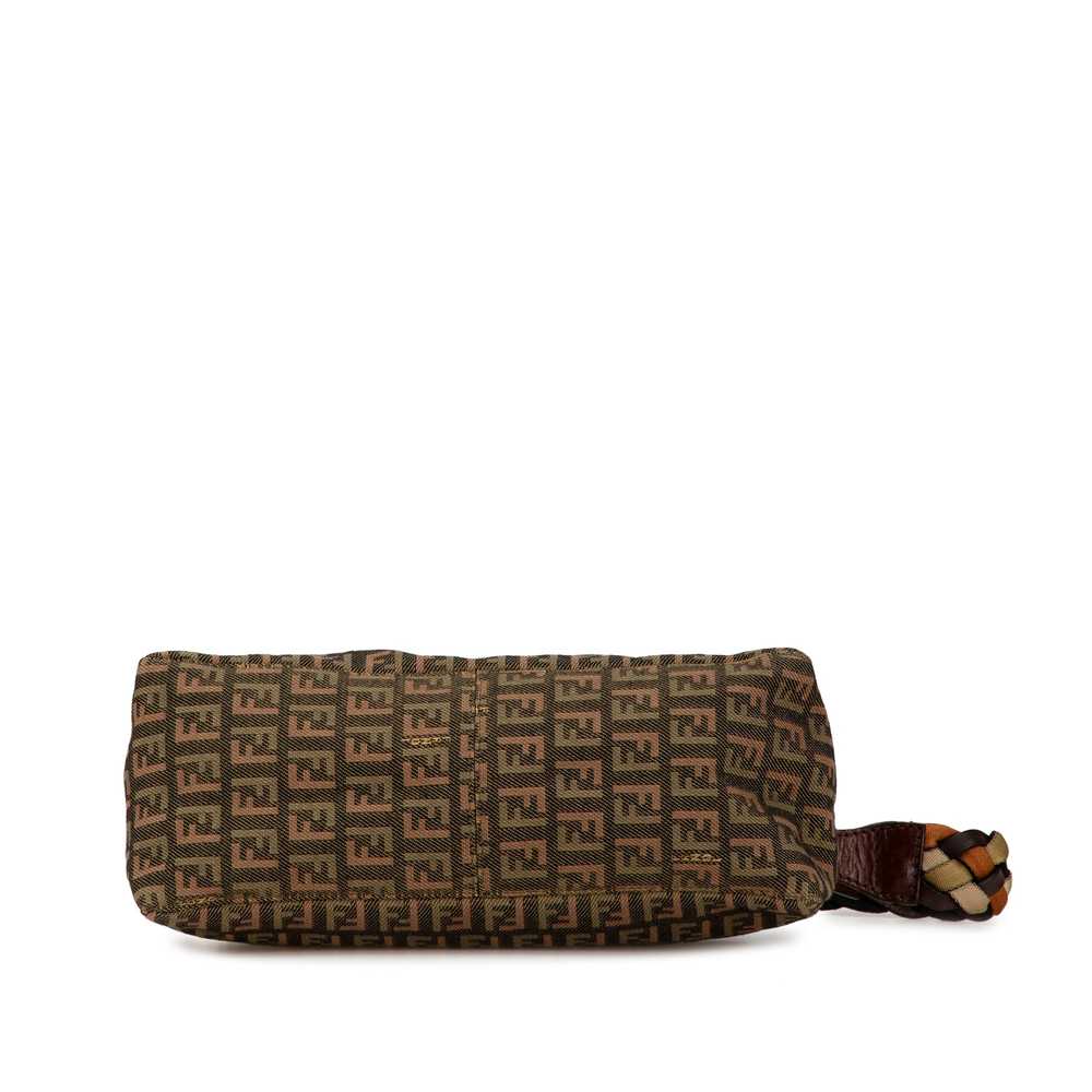 Brown Fendi Zucchino Canvas Braided Pochette Shou… - image 3