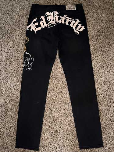 Ed Hardy Ed hard black panther embroidered denim