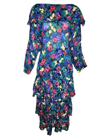 Norma Kamali Late 80s Multicolor Florals Rayon 2 P