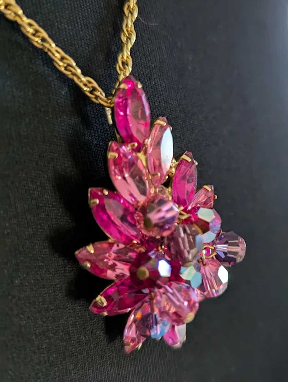 Pink Juliana Pin Pendant Necklace and Earrings - image 3