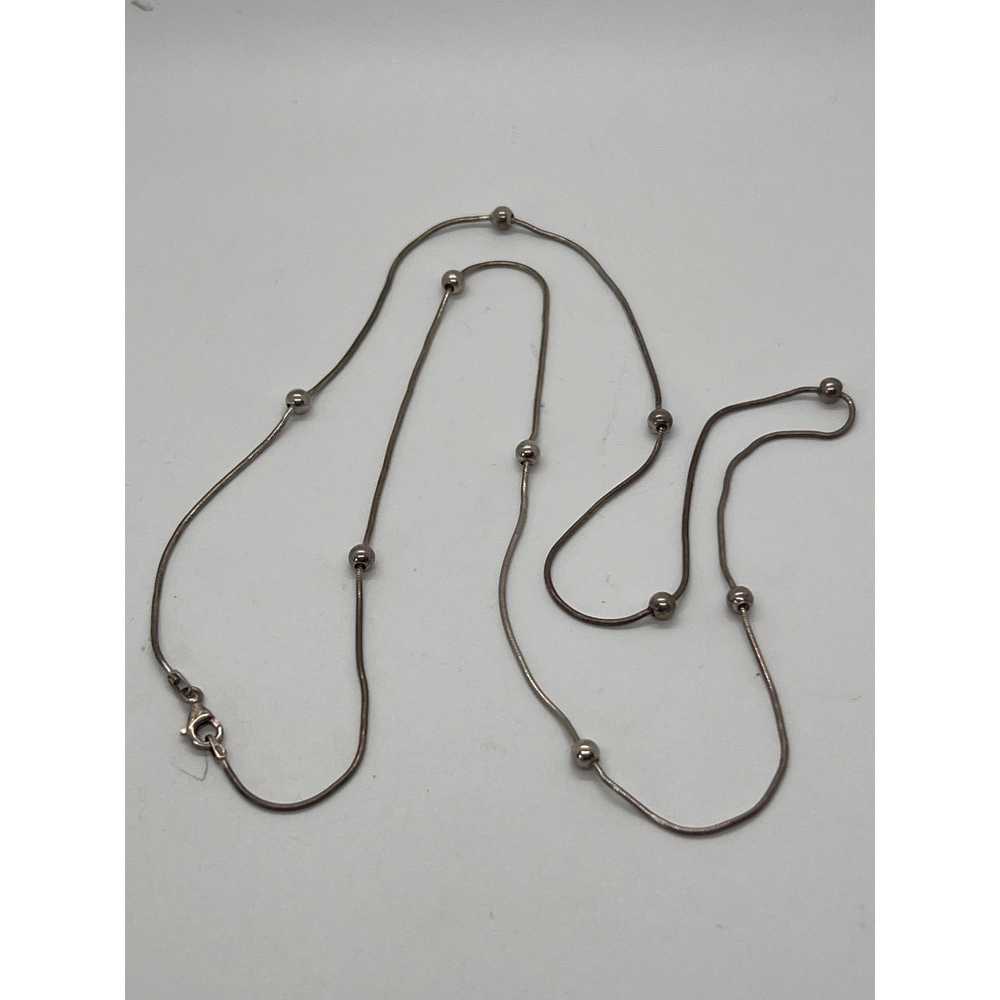 Other Vintage Long Sterling Silver Necklace Beade… - image 3