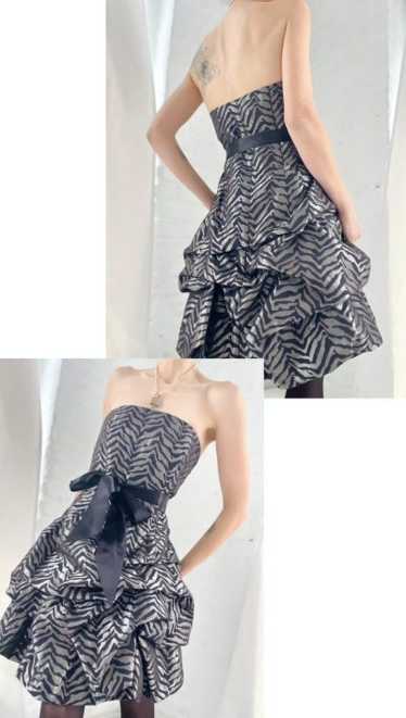 zebra bubble hem strapless dress