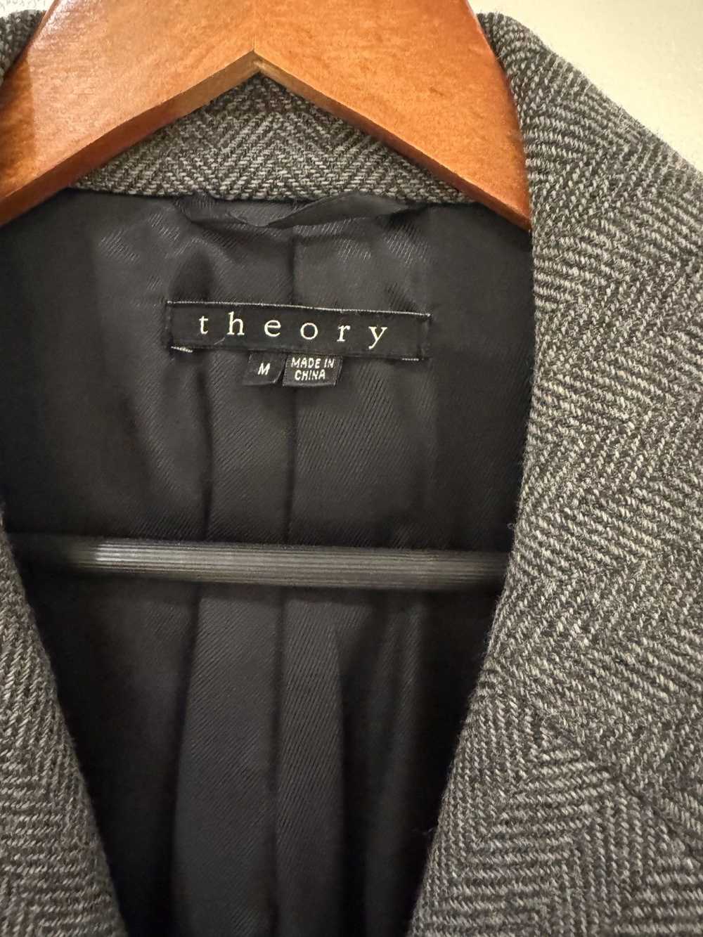 Theory Grey Herringbone Theory Winter Overcoat - image 3