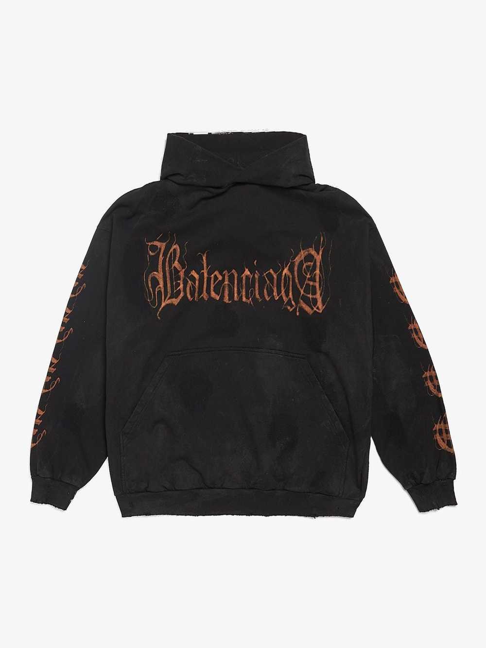 Balenciaga Black Rusty Metal Logo Printed Cotton … - image 1