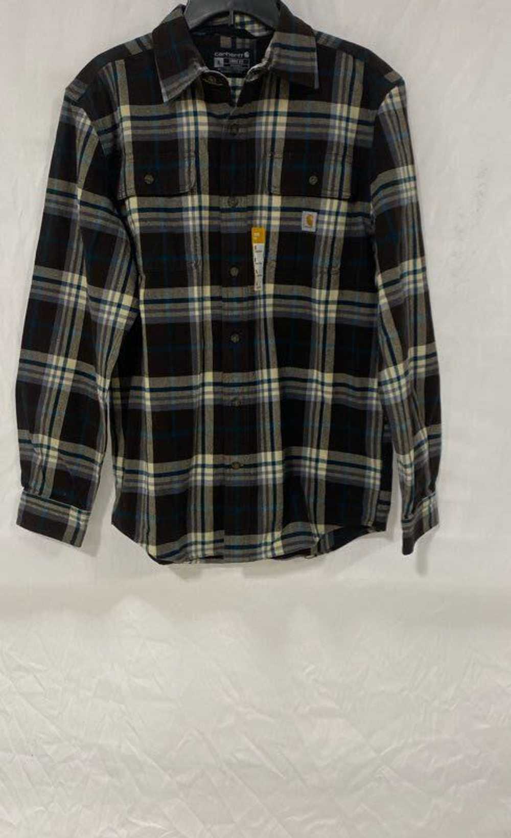 NWT Carhartt Mens Black White Plaid Cotton Loose … - image 1