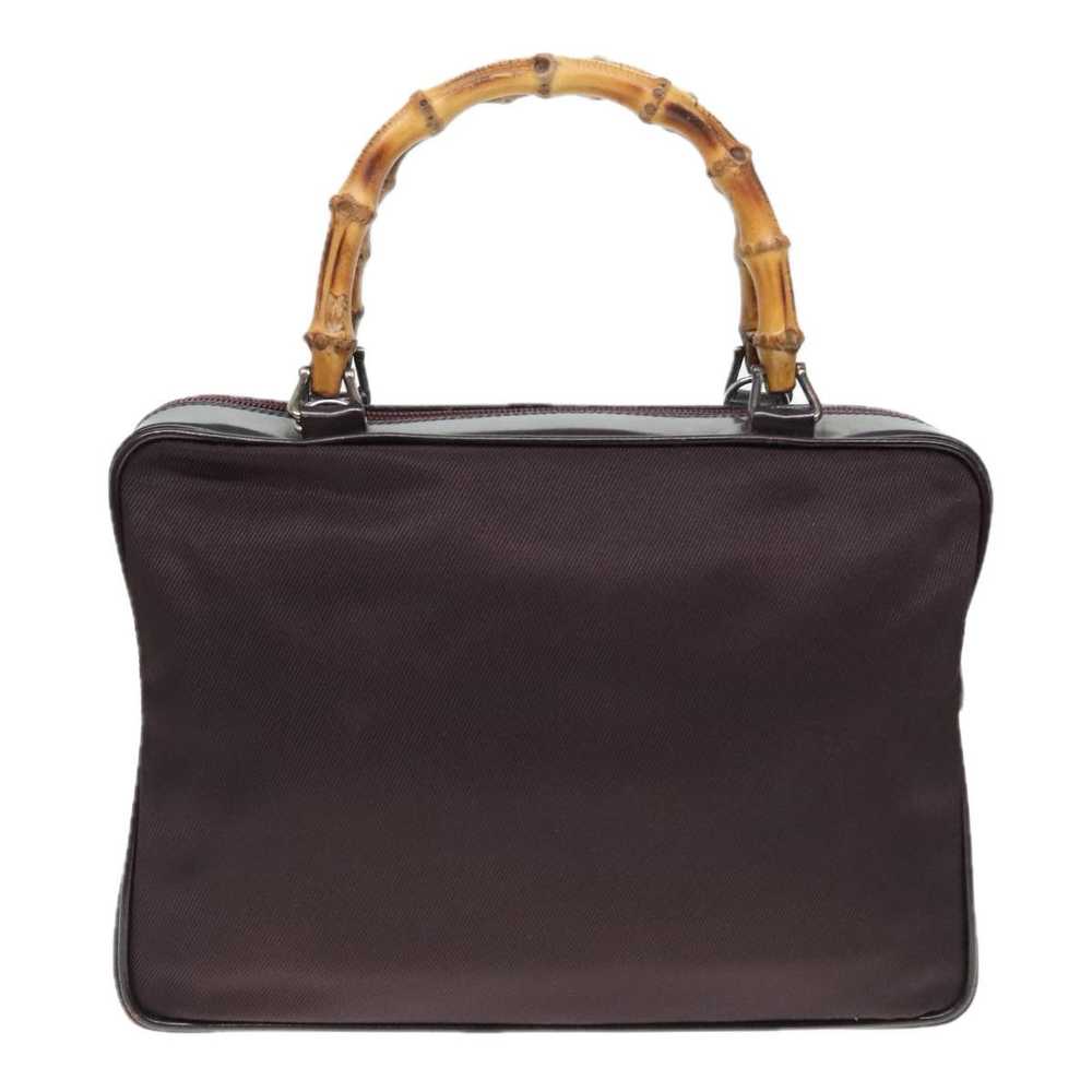 Gucci GUCCI Bamboo Hand Bag Nylon Enamel Brown Si… - image 2