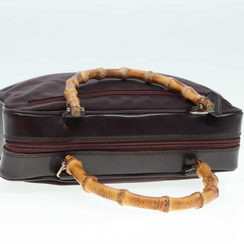 Gucci GUCCI Bamboo Hand Bag Nylon Enamel Brown Si… - image 6