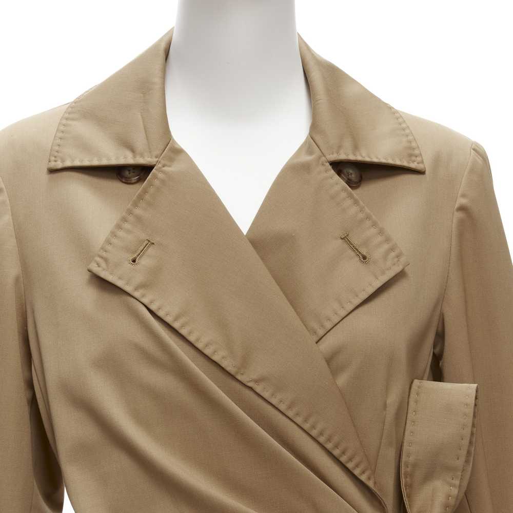 Max Mara MAX MARA 100% virgin wool tan wrap tie t… - image 5