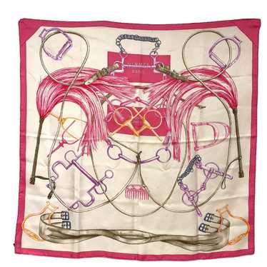 HERMES scarf silk pink PROJETS CARRES Planning ab… - image 1