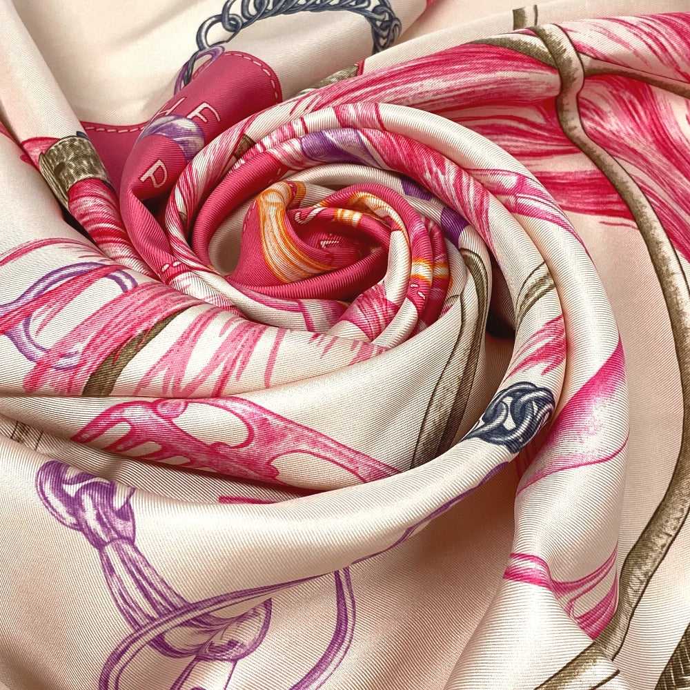 HERMES scarf silk pink PROJETS CARRES Planning ab… - image 3