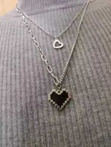 Chain × Jewelry × Vintage Heart Titanium steel Nec