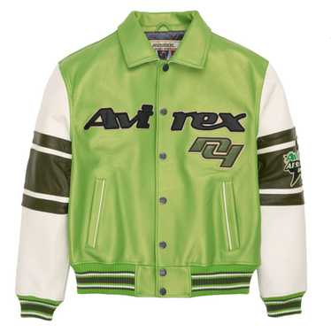 Avirex Stars And Stripe Leather Jacket Slime Green