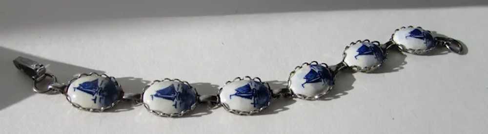 Delft Blue Ship on Porcelain Bracelet in Silver T… - image 11