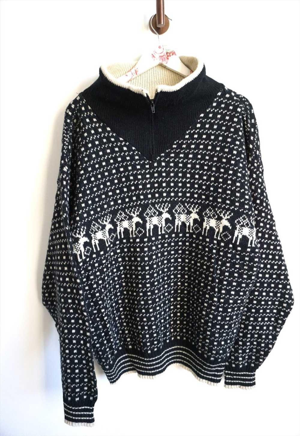 Vintage Norwegian Sweater Jumper Cardigan Wool Pu… - image 1