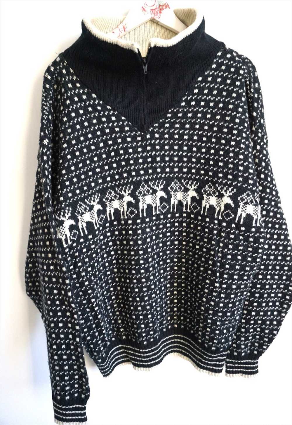 Vintage Norwegian Sweater Jumper Cardigan Wool Pu… - image 3