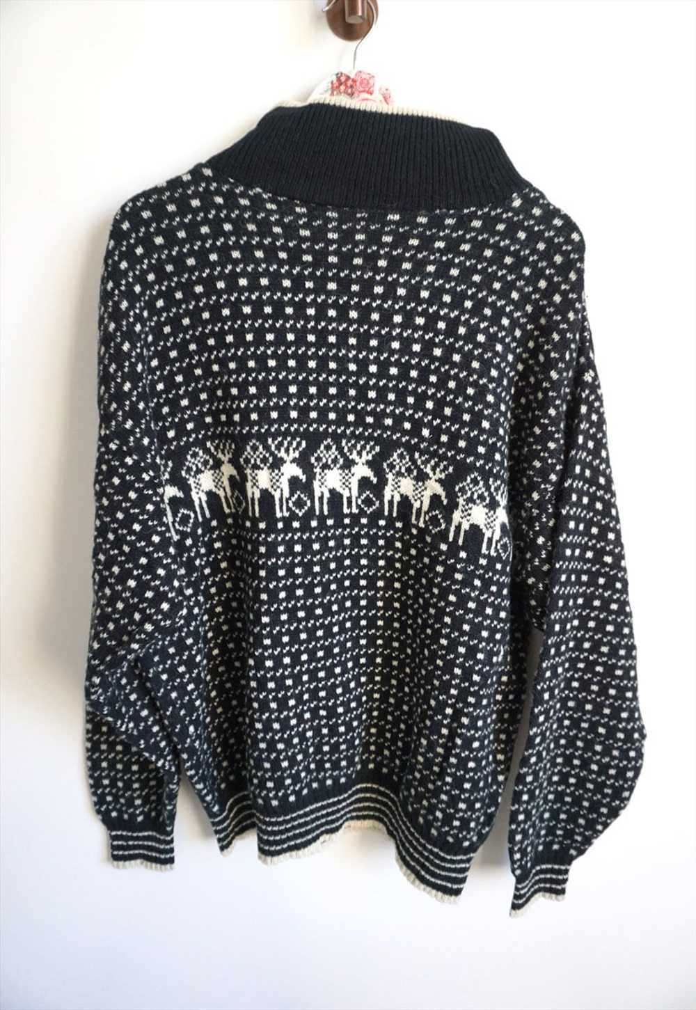 Vintage Norwegian Sweater Jumper Cardigan Wool Pu… - image 4