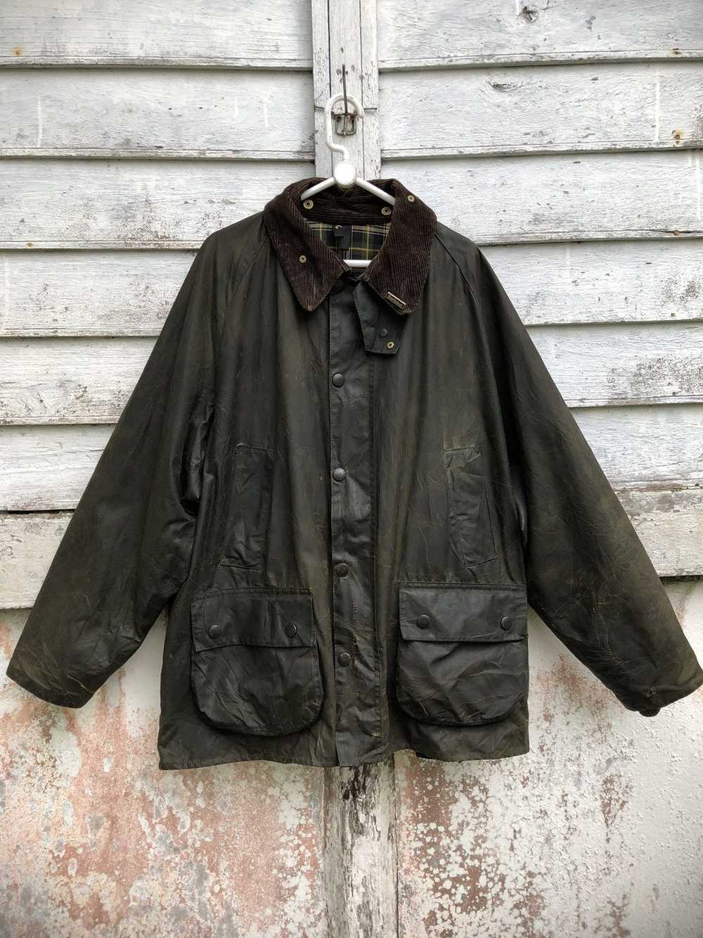 Barbour × Waxed Distressed Barbour Bedale Olive W… - image 2