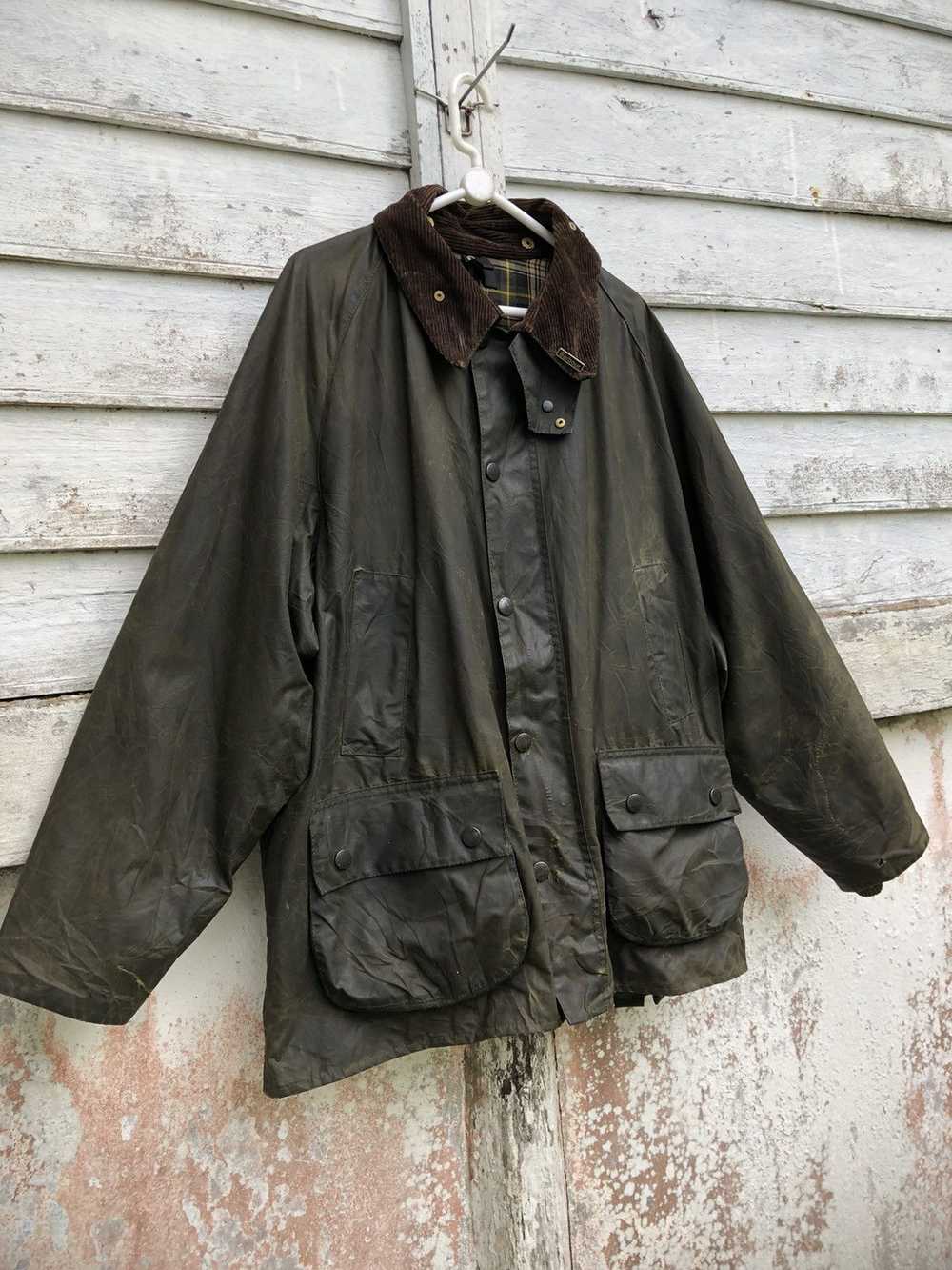 Barbour × Waxed Distressed Barbour Bedale Olive W… - image 3