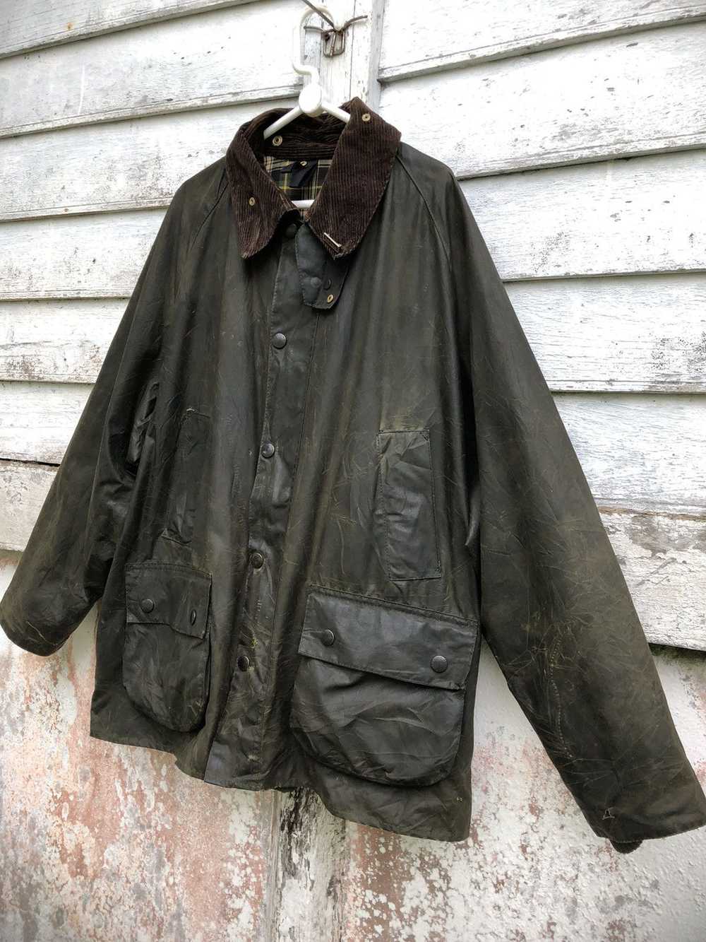 Barbour × Waxed Distressed Barbour Bedale Olive W… - image 4