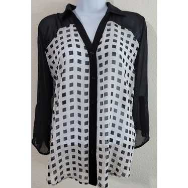 Other Maurices Black White Checker Sheer Button Up