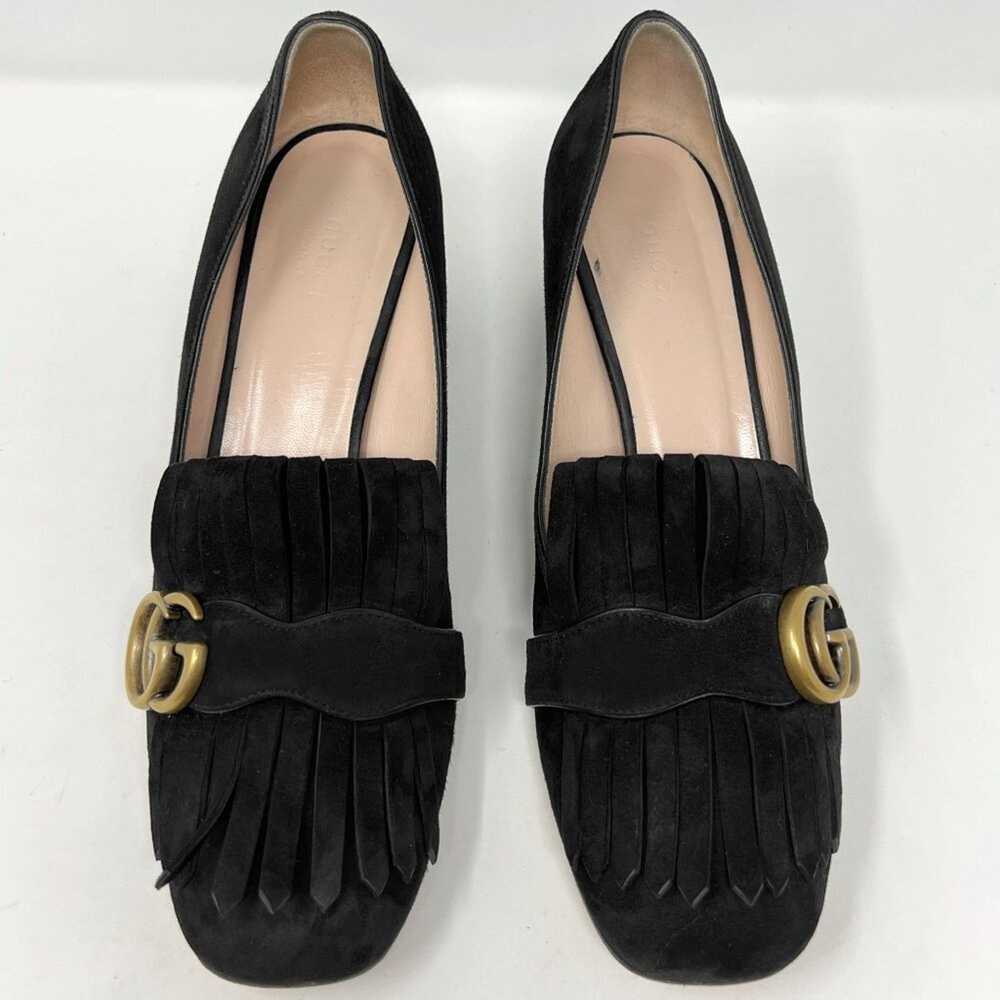 Gucci Gucci Black Suede Marmont Fringe Loafers Go… - image 2