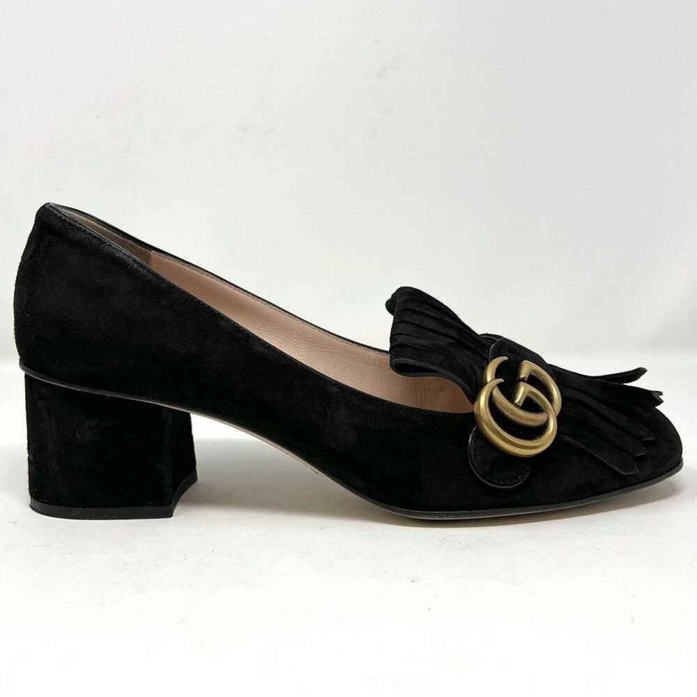 Gucci Gucci Black Suede Marmont Fringe Loafers Go… - image 3