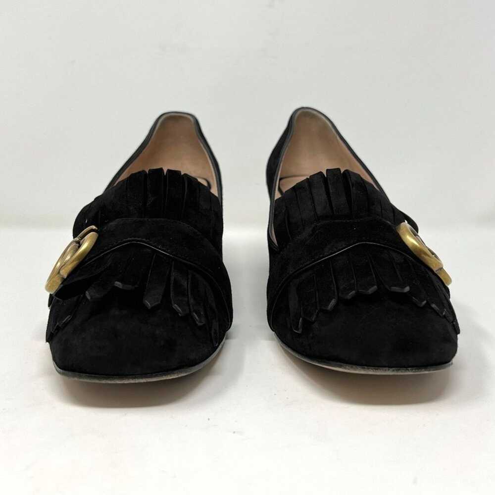 Gucci Gucci Black Suede Marmont Fringe Loafers Go… - image 4