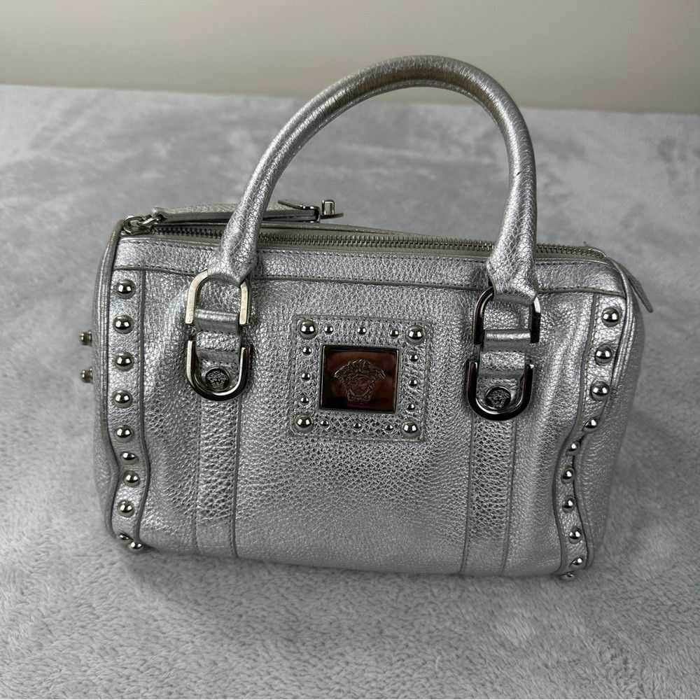 Versace Versace Vintage Metallic Silver Leather M… - image 1