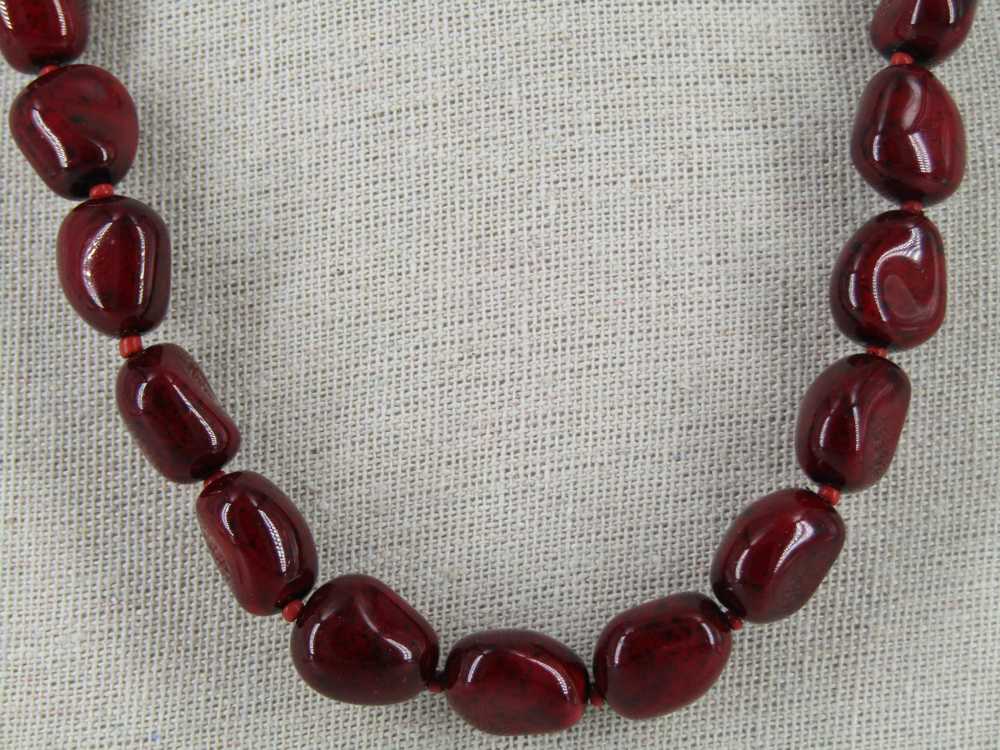 Cherry Red Glass Bead Necklace - image 2