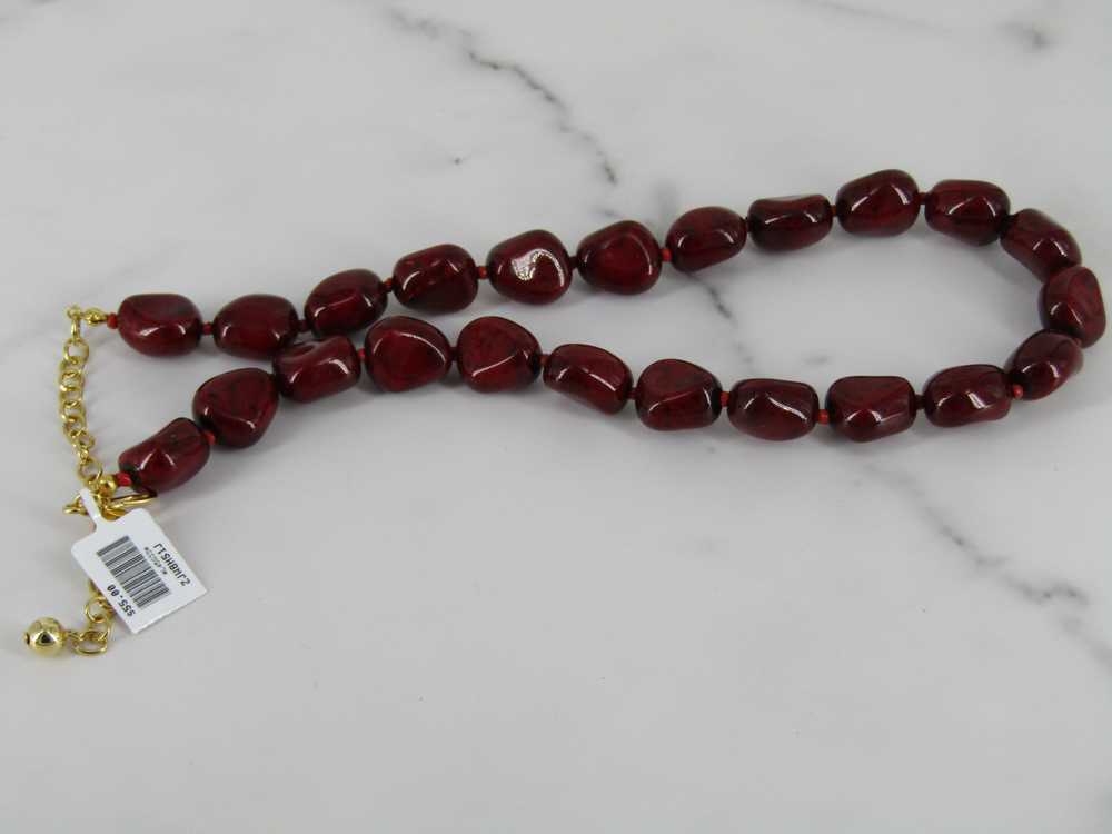 Cherry Red Glass Bead Necklace - image 3