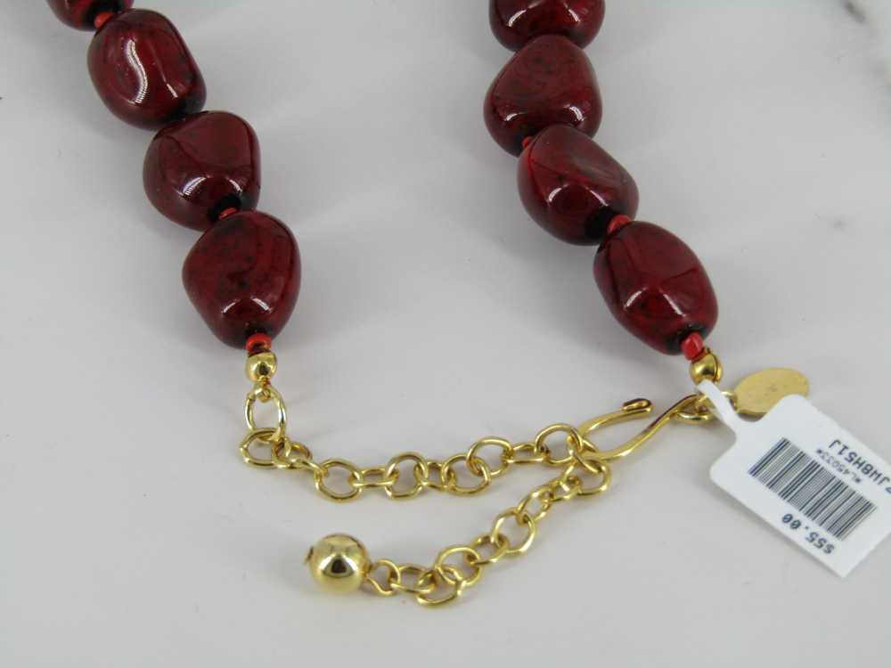 Cherry Red Glass Bead Necklace - image 5