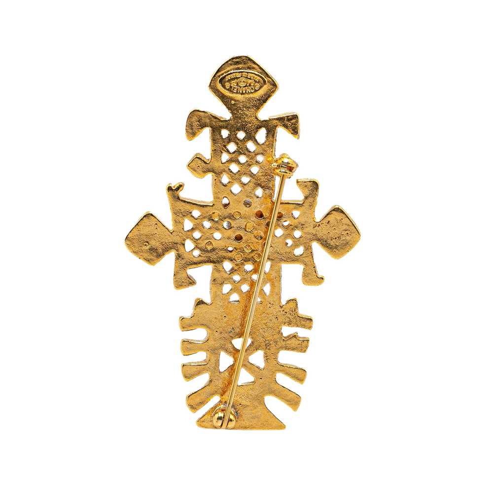 Gold Chanel Gold Plated CC Cross Brooch - image 2