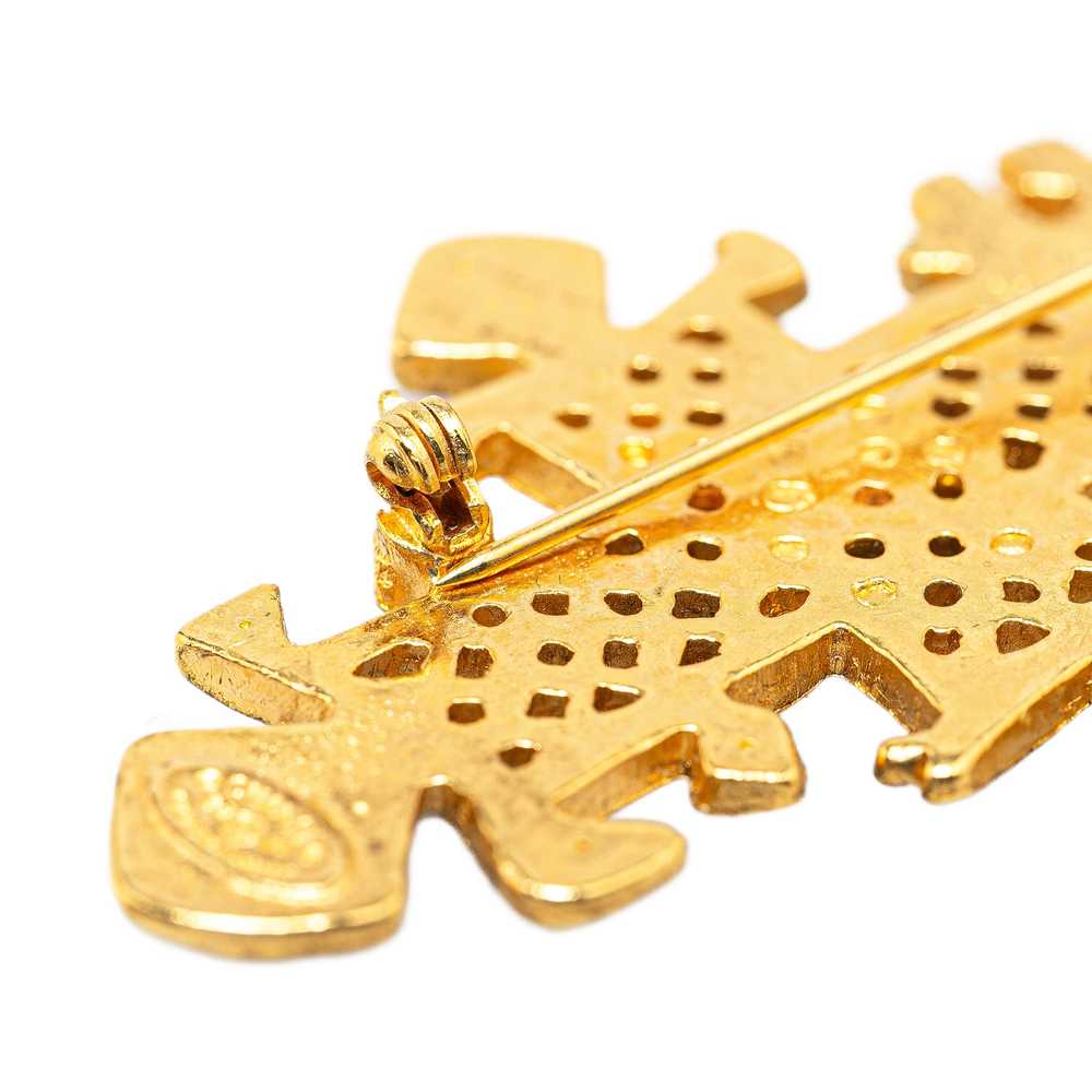 Gold Chanel Gold Plated CC Cross Brooch - image 4