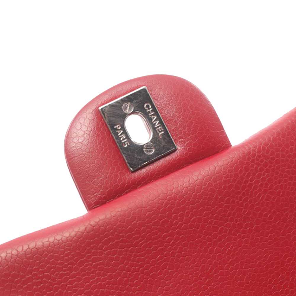 Red Chanel Mini Square Classic Caviar Single Flap… - image 8