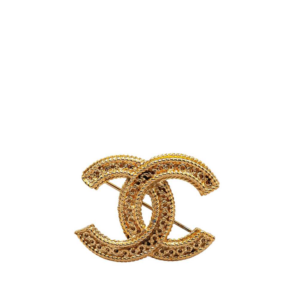 Gold Chanel Gold Plated CC Brooch - image 1