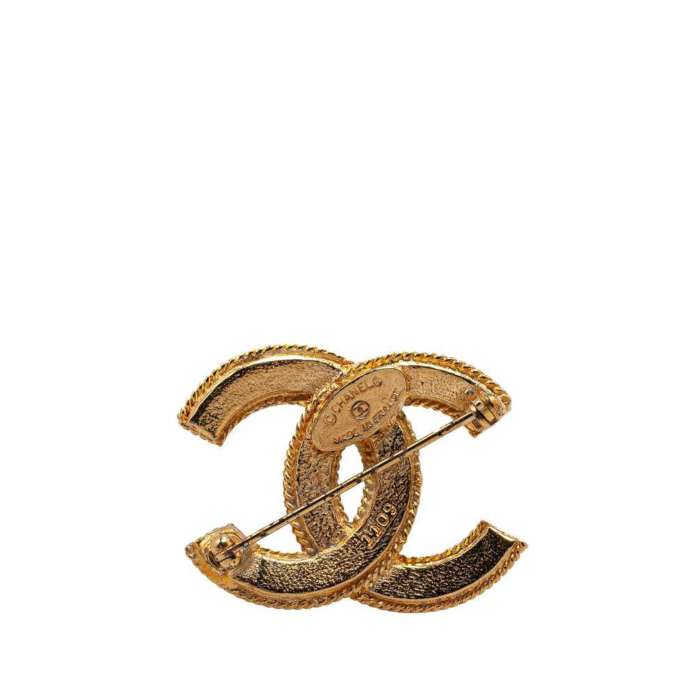 Gold Chanel Gold Plated CC Brooch - image 2