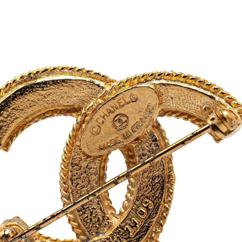 Gold Chanel Gold Plated CC Brooch - image 3