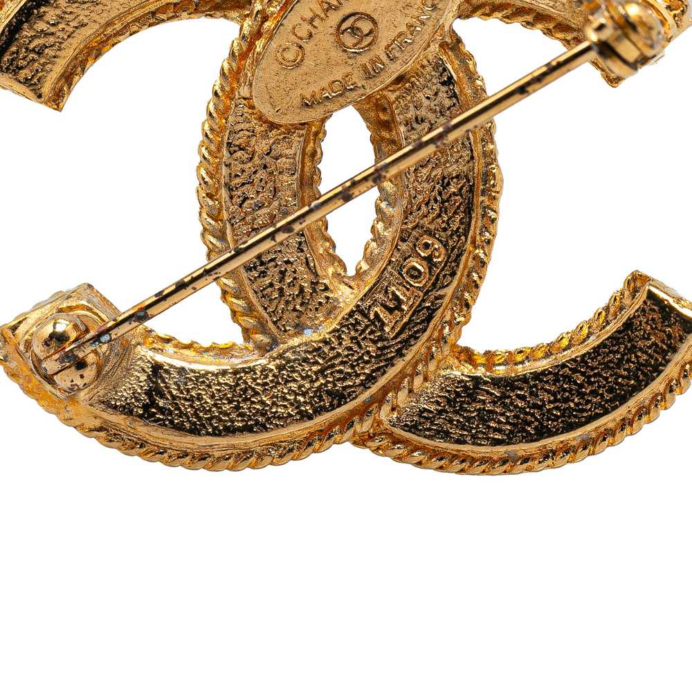 Gold Chanel Gold Plated CC Brooch - image 4