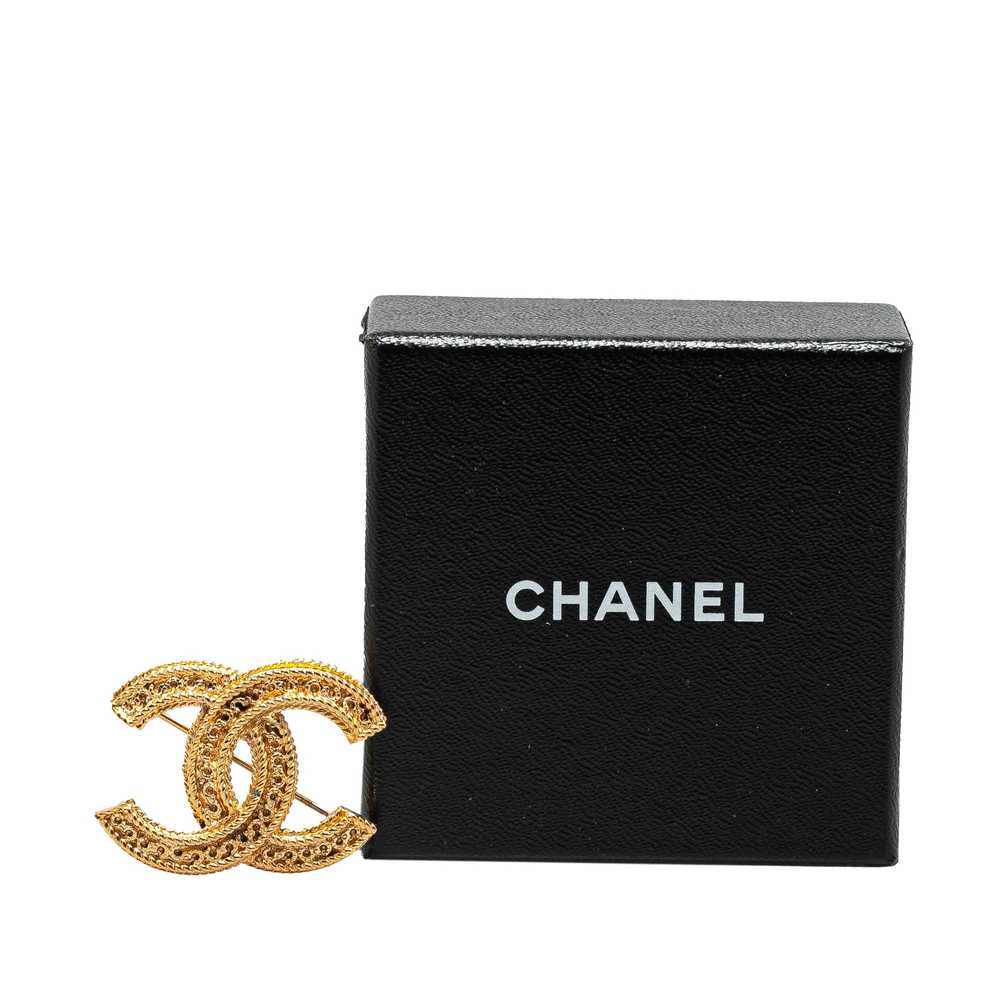 Gold Chanel Gold Plated CC Brooch - image 6