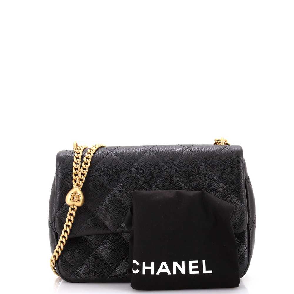 CHANEL Sweet Heart Chain Flap Bag Quilted Caviar … - image 2