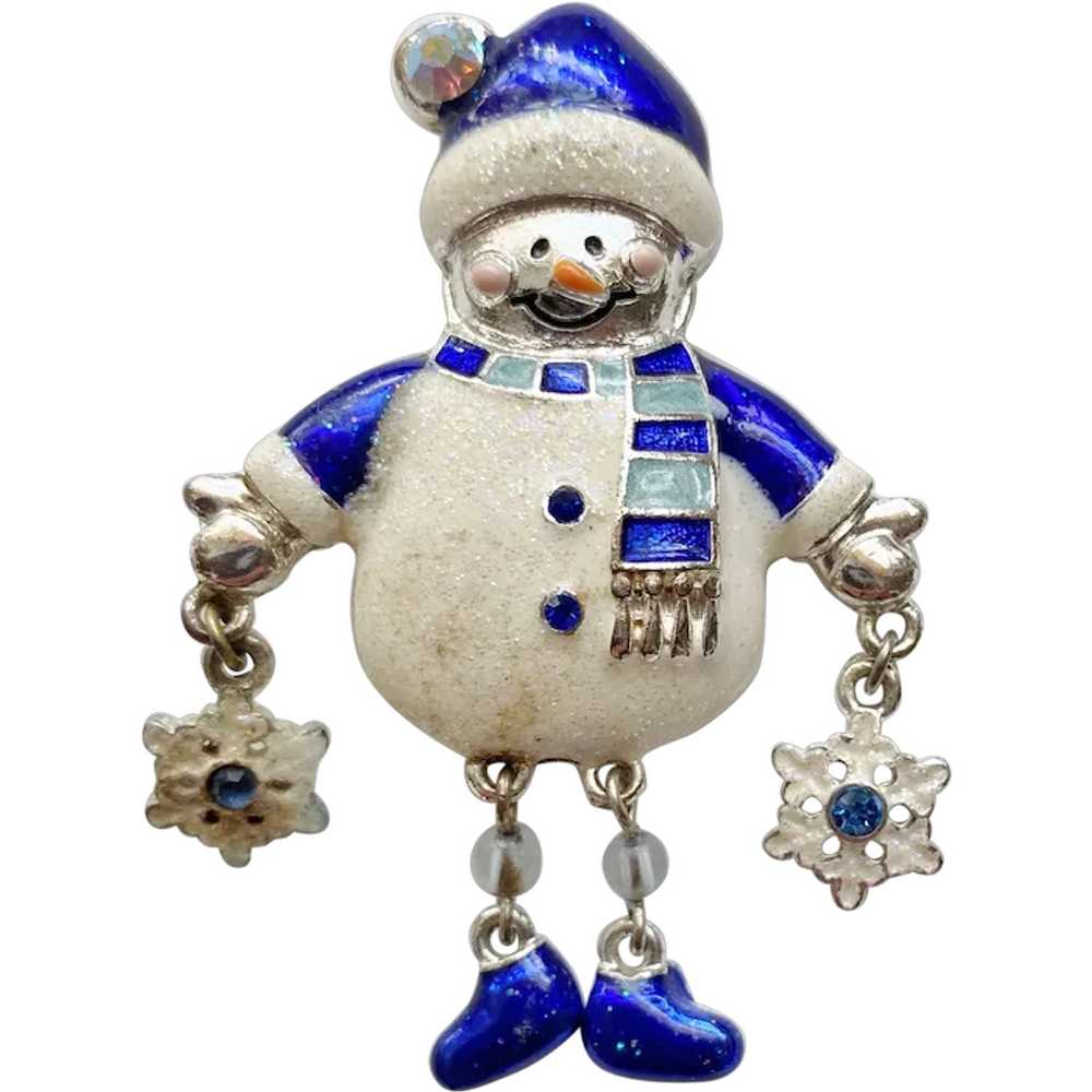 Kenneth Cole Signed Articulated Snowman Brooch pi… - image 1