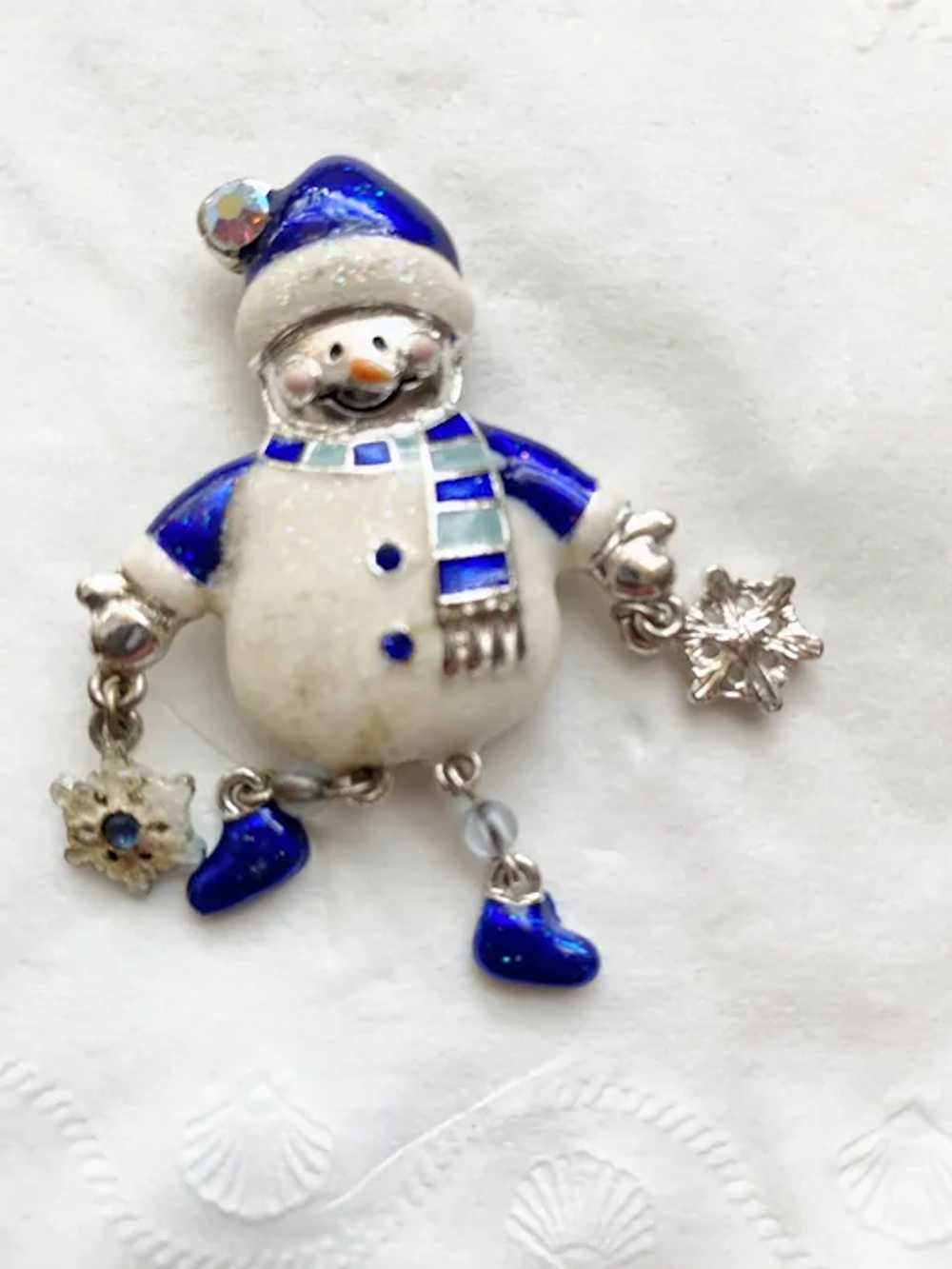 Kenneth Cole Signed Articulated Snowman Brooch pi… - image 2