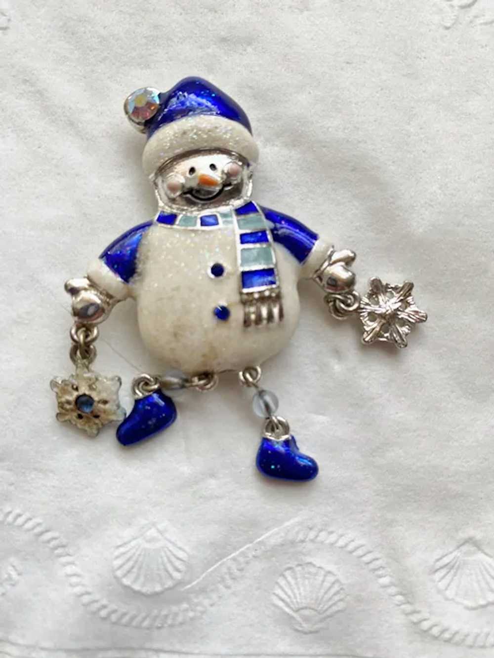 Kenneth Cole Signed Articulated Snowman Brooch pi… - image 4