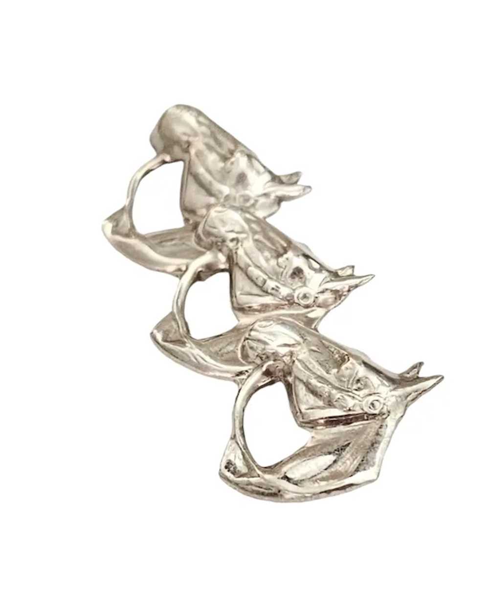 Sterling Silver Horse Head Trio Brooch Pin L524 - image 2