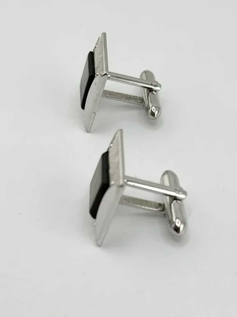 Vintage swank silver unisex cuff links - image 4